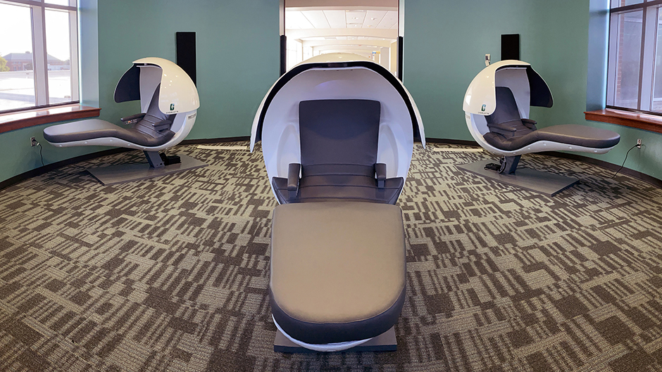 Three nap pods in the 3rd floor nook