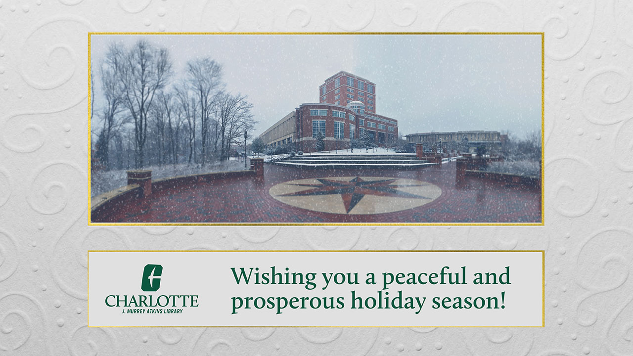 Holiday greeting card from Atkins Library
