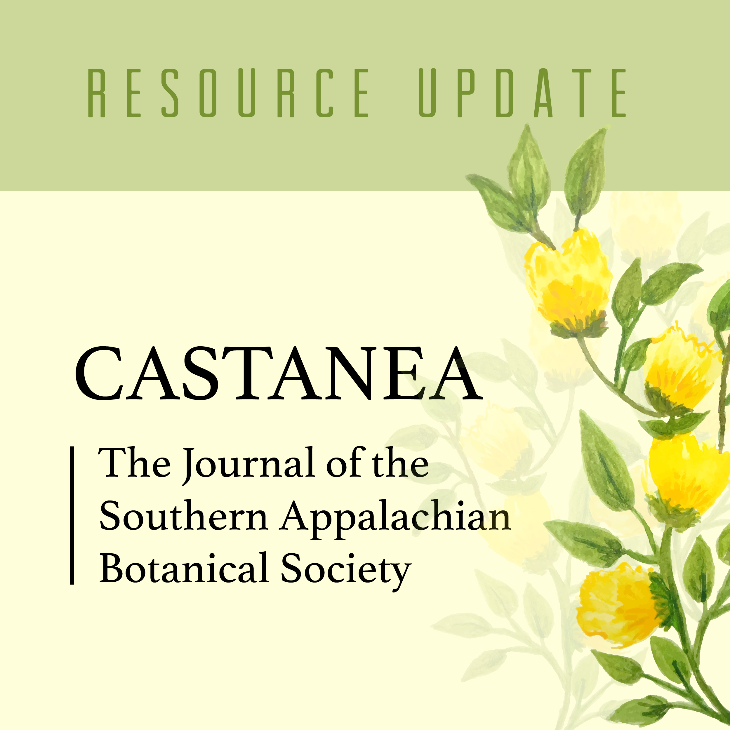 Resource update for Castanea the Journal of the Southern Appalachian Botanical Society