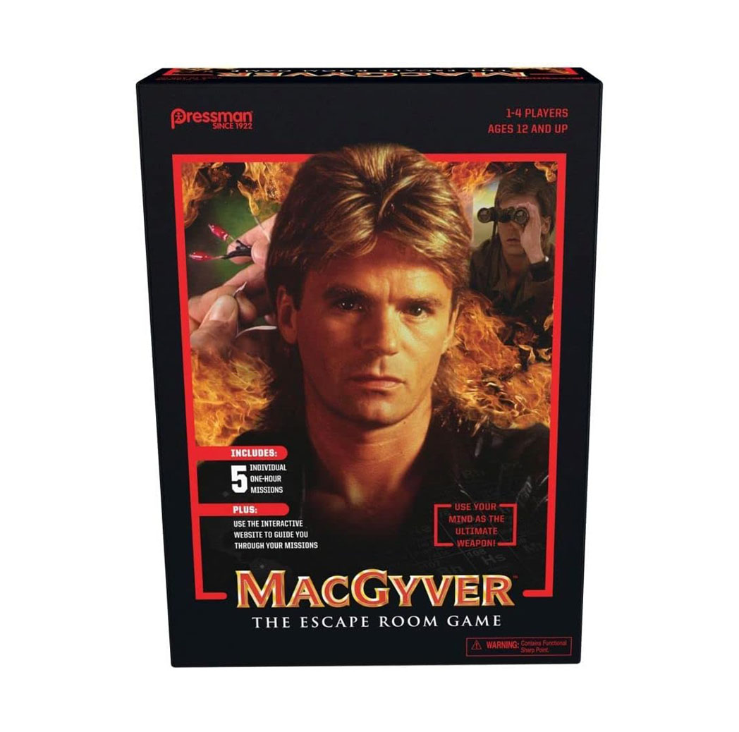 board game box with a photo of Macgyver