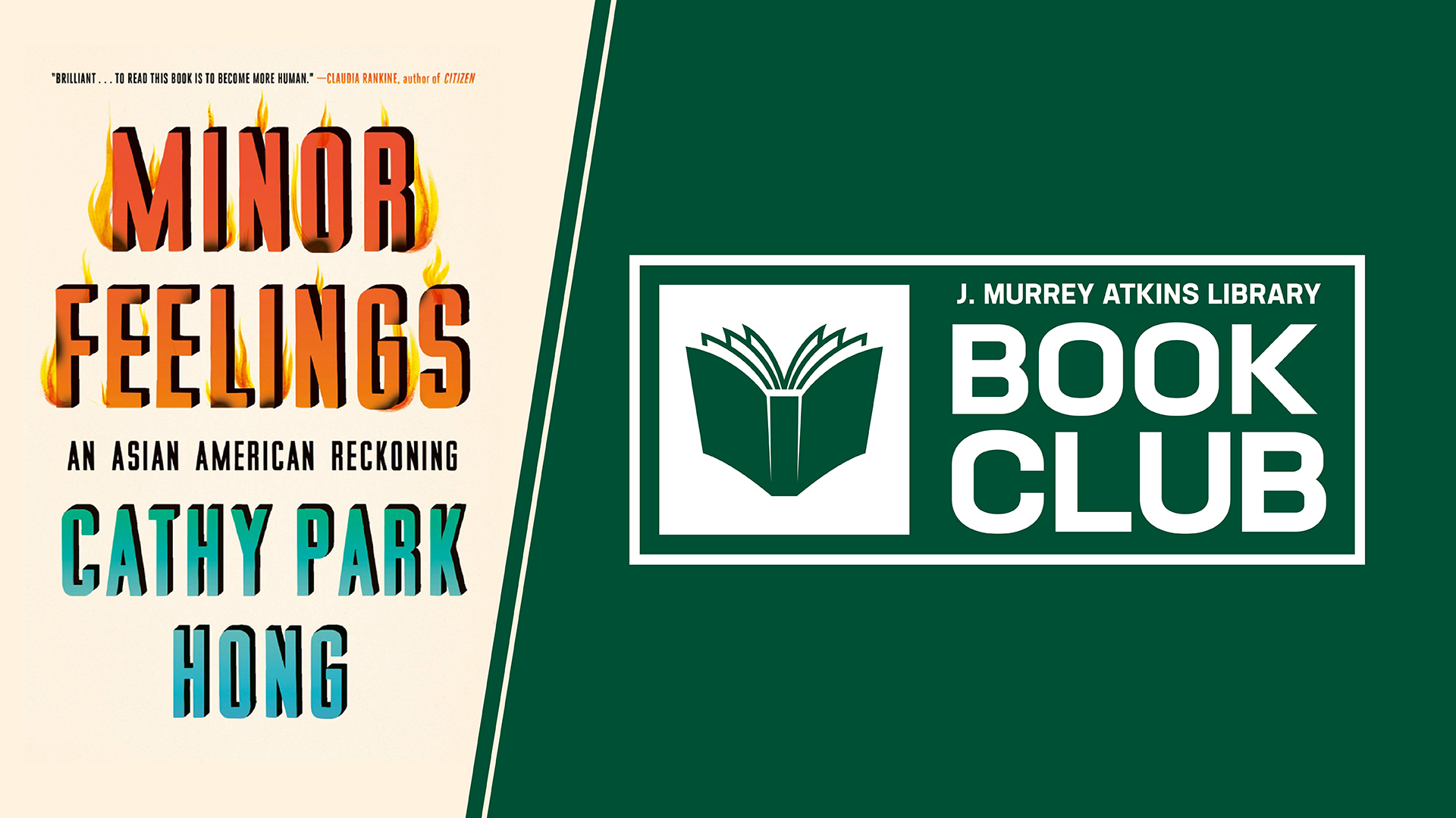 Atkins Book Club: Minor Feelings, and Asian American Reckoning by Cathy Park Hong