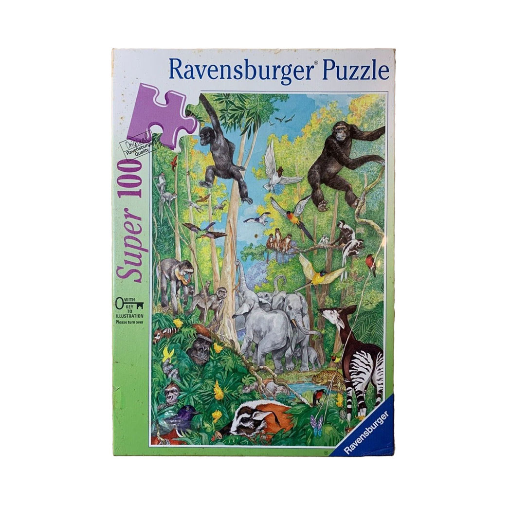 Puzzle box with illustration of a jungle