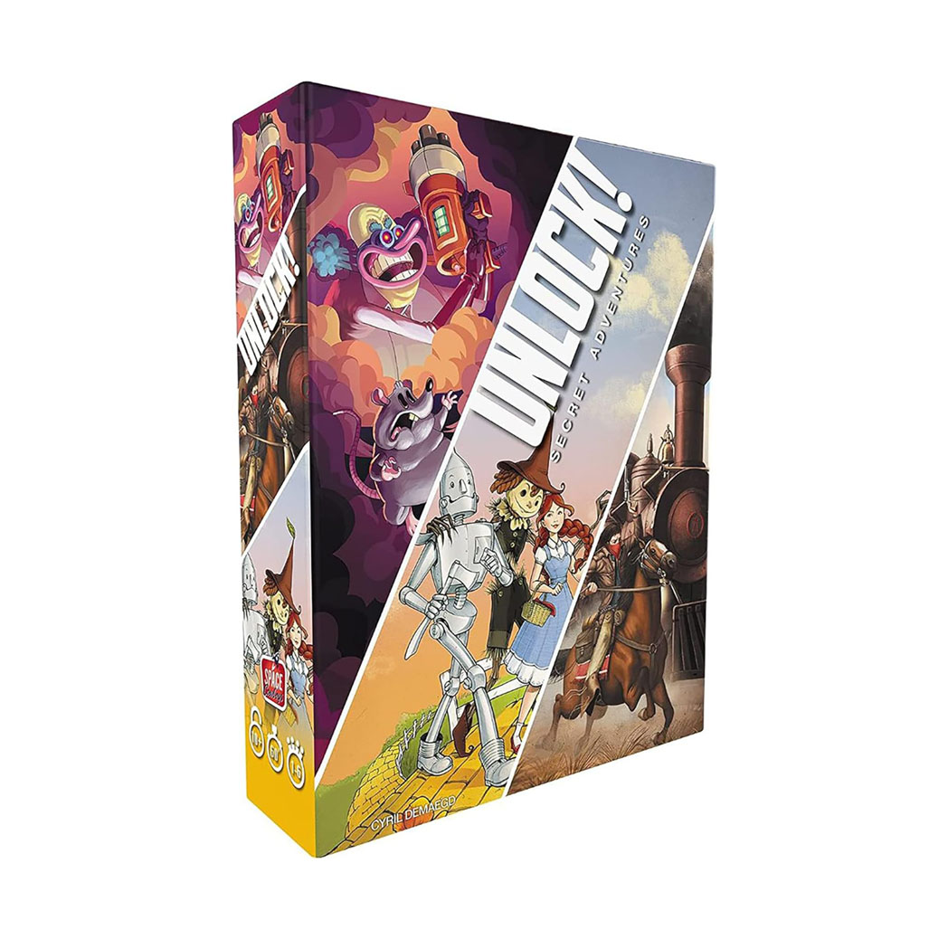 Board game box with three illustrations 
