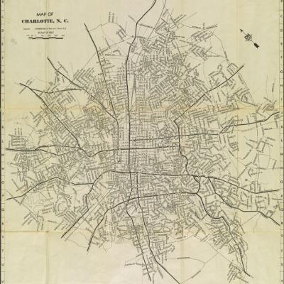 New indexed street map of greater Charlotte, North Carolina