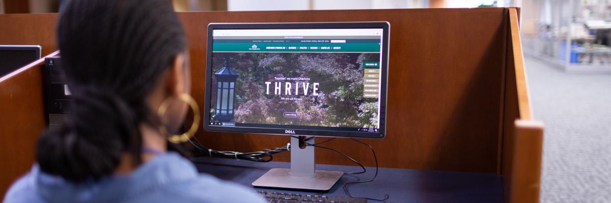 Photo of student in study carrel 