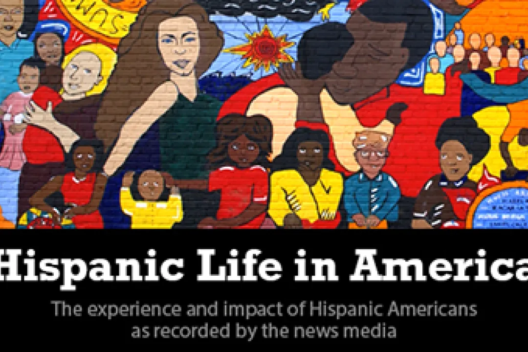 A graphic that reads Hispanic Life in America the experience and impact of Hispanic Americans as recorded by the news media.